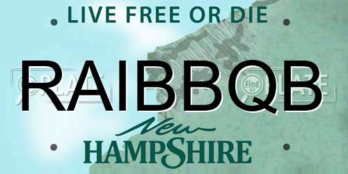 RAIBBQB New Hampshire License Plate