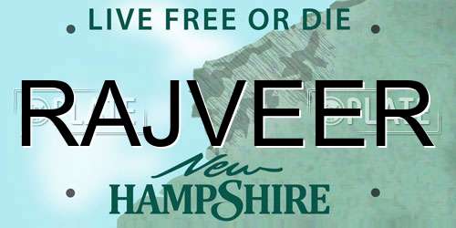 RAJVEER New Hampshire License Plate