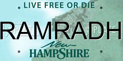 RAMRADH New Hampshire License Plate