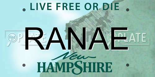 RANAE New Hampshire License Plate