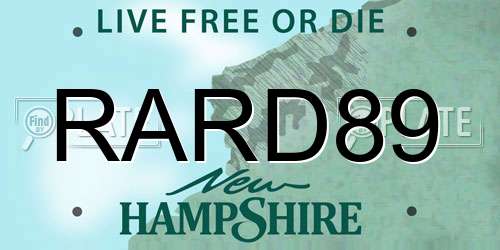 RARD89 New Hampshire License Plate