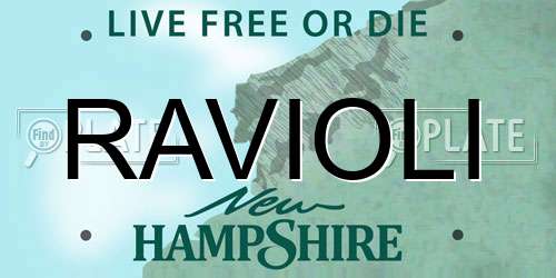 RAVIOLI New Hampshire License Plate