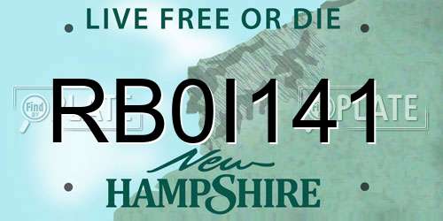 RB0I141 New Hampshire License Plate