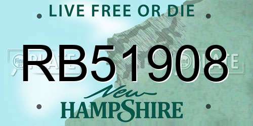 RB51908 New Hampshire License Plate