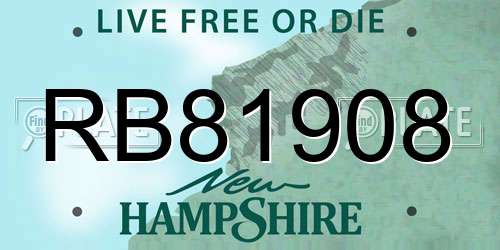 RB81908 New Hampshire License Plate
