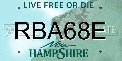 RBA68E New Hampshire License Plate