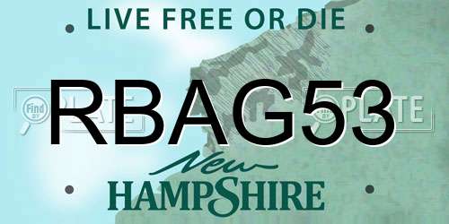 RBAG53 New Hampshire License Plate