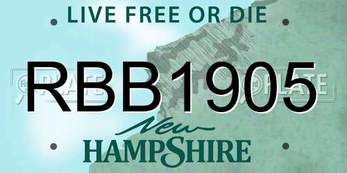 RBB1905 New Hampshire License Plate