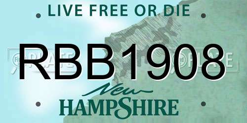 RBB1908 New Hampshire License Plate