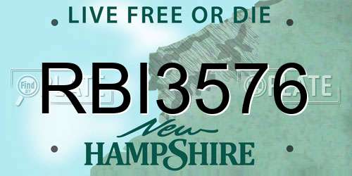 RBI3576 New Hampshire License Plate