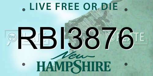RBI3876 New Hampshire License Plate