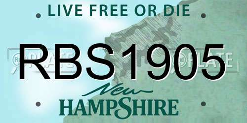 RBS1905 New Hampshire License Plate