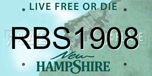 RBS1908 New Hampshire License Plate