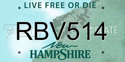 RBV514 New Hampshire License Plate