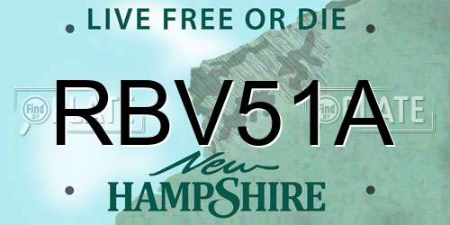 RBV51A New Hampshire License Plate