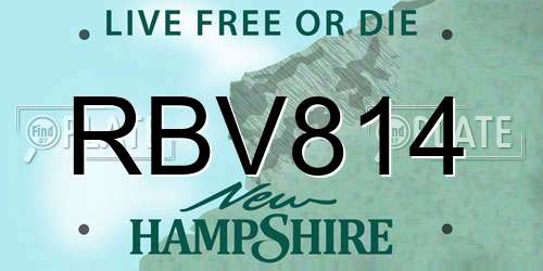 RBV814 New Hampshire License Plate