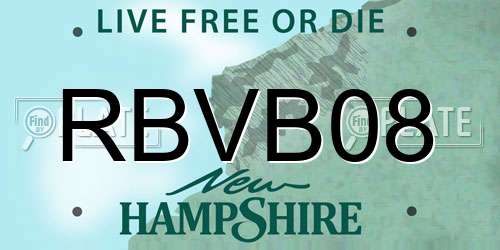 RBVB08 New Hampshire License Plate