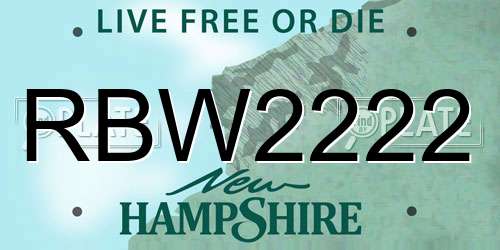 RBW2222 New Hampshire License Plate