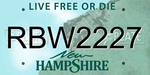 RBW2227 New Hampshire License Plate