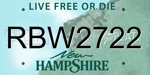RBW2722 New Hampshire License Plate
