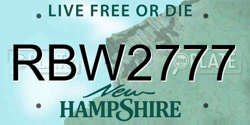 RBW2777 New Hampshire License Plate