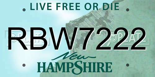 RBW7222 New Hampshire License Plate