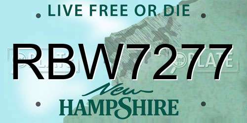 RBW7277 New Hampshire License Plate