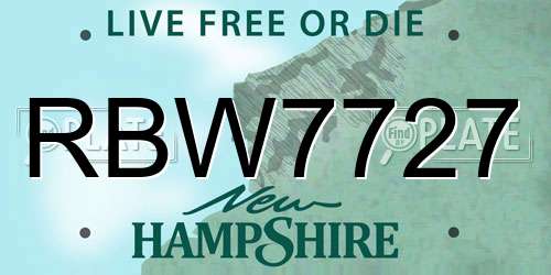 RBW7727 New Hampshire License Plate