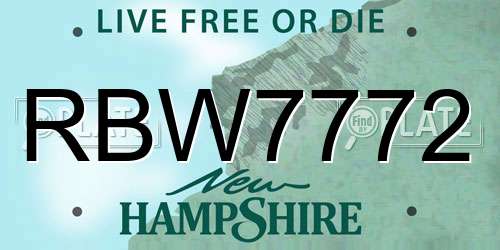 RBW7772 New Hampshire License Plate