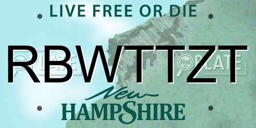 RBWTTZT New Hampshire License Plate