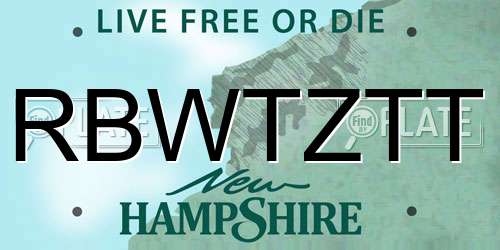 RBWTZTT New Hampshire License Plate