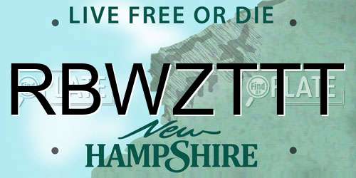 RBWZTTT New Hampshire License Plate