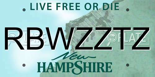 RBWZZTZ New Hampshire License Plate