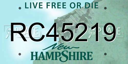 RC45219 New Hampshire License Plate