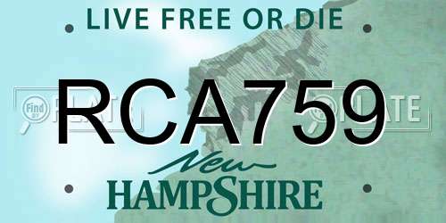 RCA759 New Hampshire License Plate
