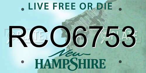 RCO6753 New Hampshire License Plate