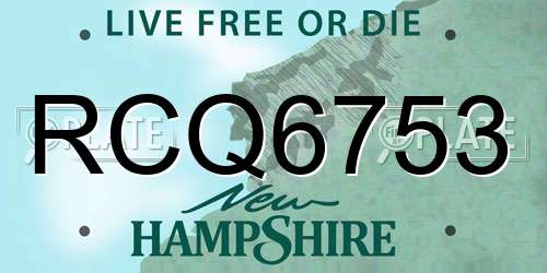 RCQ6753 New Hampshire License Plate
