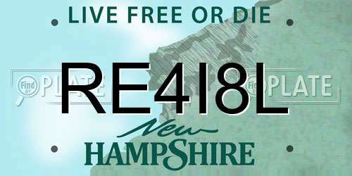 RE4I8L New Hampshire License Plate