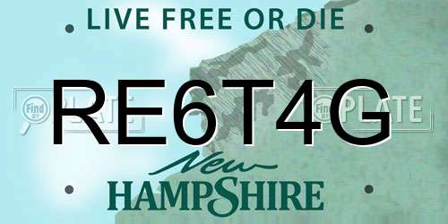 RE6T4G New Hampshire License Plate