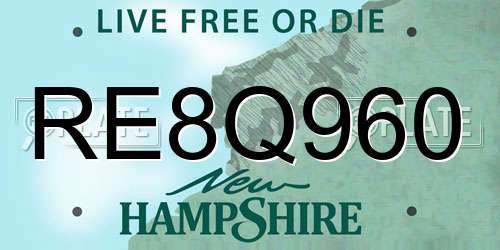 RE8Q960 New Hampshire License Plate