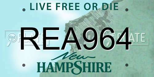 REA964 New Hampshire License Plate