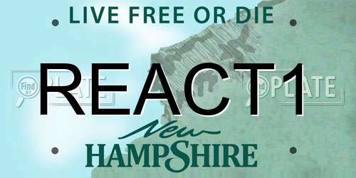 REACT1 New Hampshire License Plate