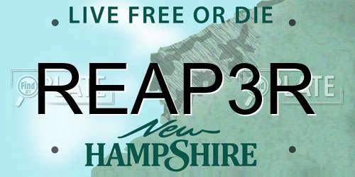 REAP3R New Hampshire License Plate