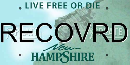 RECOVRD New Hampshire License Plate