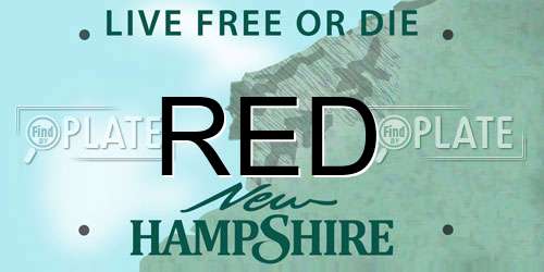RED New Hampshire License Plate
