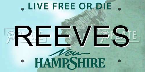 REEVES New Hampshire License Plate
