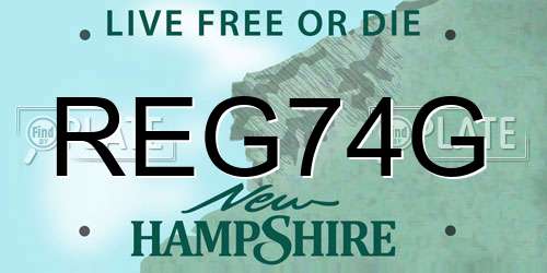 REG74G New Hampshire License Plate