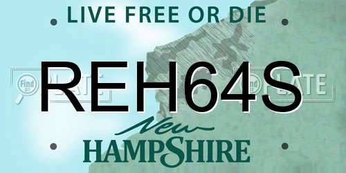 REH64S New Hampshire License Plate