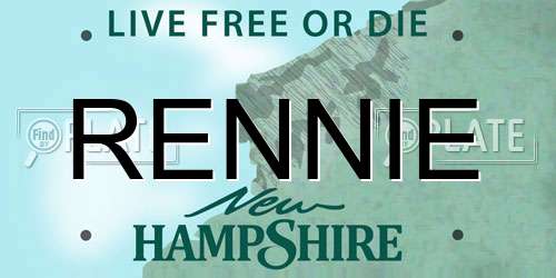 RENNIE New Hampshire License Plate