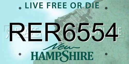 RER6554 New Hampshire License Plate